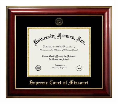 Supreme Court of Missouri Diploma Frame in Classic Mahogany with Gold Trim with Black & Gold Mats for document: 8 1/2"h x 11"w  