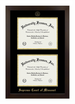 Supreme Court of Missouri Double Diploma Frame in Manhattan Espresso with Black & Gold Mats for document: 8 1/2"h x 11"w  , document: 8 1/2"h x 11"w  