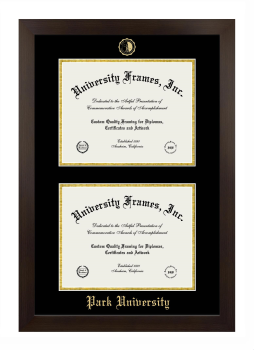 Park University Double Diploma Frame in Manhattan Espresso with Black & Gold Mats for document: 8 1/2"h x 11"w  , document: 8 1/2"h x 11"w  