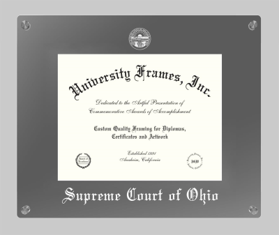 Supreme Court of Ohio Lucent Clear-over-Smoke Frame in Lucent Smoke Moulding with Lucent Smoke Mat for document: 8 1/2"h x 11"w  