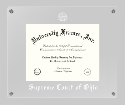 Supreme Court of Ohio Lucent Clear-over-Clear Frame in Lucent Clear Moulding with Lucent Clear Mat for document: 8 1/2"h x 11"w  