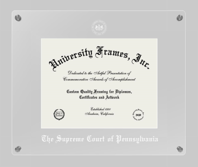 Supreme Court of Pennsylvania Lucent Clear-over-Clear Frame in Lucent Clear Moulding with Lucent Clear Mat for document: 8 1/2"h x 11"w  