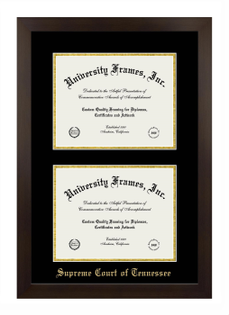 Supreme Court of Tennessee Double Diploma Frame in Manhattan Espresso with Black & Gold Mats for document: 8 1/2"h x 11"w  , document: 8 1/2"h x 11"w  