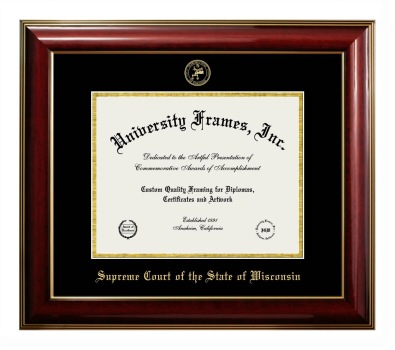 Supreme Court of the State of Wisconsin Diploma Frame in Classic Mahogany with Gold Trim with Black & Gold Mats for document: 8 1/2"h x 11"w  