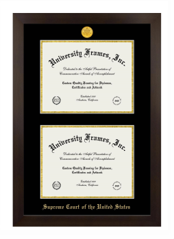 Supreme Court of the United States Double Diploma Frame in Manhattan Espresso with Black & Gold Mats for document: 8 1/2"h x 11"w  , document: 8 1/2"h x 11"w  