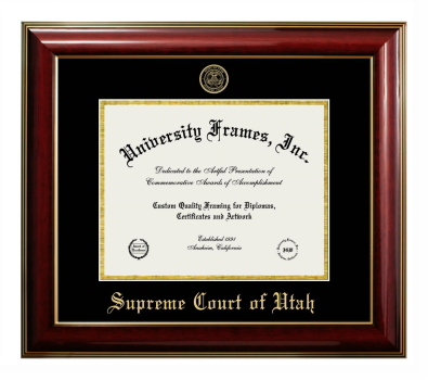 Supreme Court of Utah Diploma Frame in Classic Mahogany with Gold Trim with Black & Gold Mats for document: 8 1/2"h x 11"w  