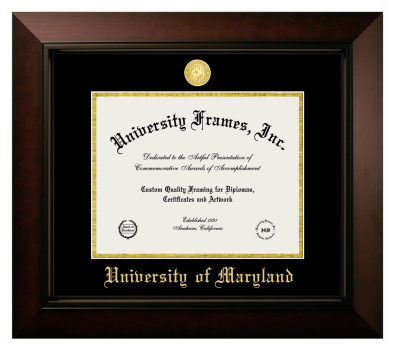 University of Maryland Diploma Frame in Legacy Black Cherry with Black & Gold Mats for document: 8 1/2"h x 11"w  