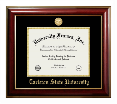 Tarleton State University Diploma Frame in Classic Mahogany with Gold Trim with Black & Gold Mats for document: 8 1/2"h x 11"w  