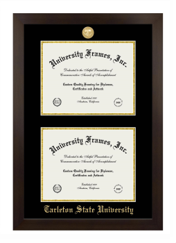 Tarleton State University Double Diploma Frame in Manhattan Espresso with Black & Gold Mats for document: 8 1/2"h x 11"w  , document: 8 1/2"h x 11"w  