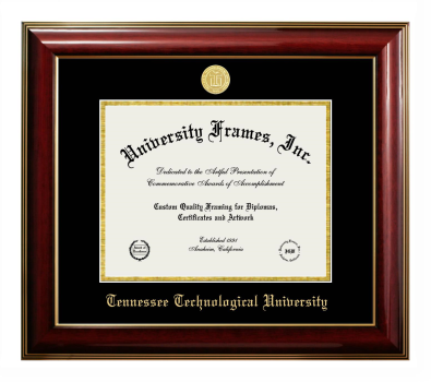Tennessee Technological University Diploma Frame in Classic Mahogany with Gold Trim with Black & Gold Mats for document: 8 1/2"h x 11"w  