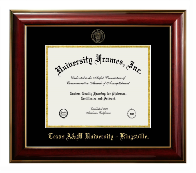 Texas A&M University - Kingsville Diploma Frame in Classic Mahogany with Gold Trim with Black & Gold Mats for document: 8 1/2"h x 11"w  
