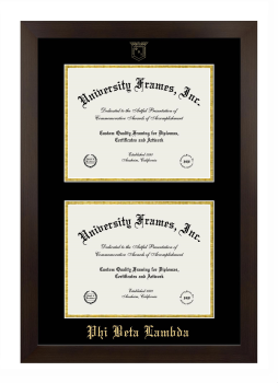 Phi Beta Lambda Double Diploma Frame in Manhattan Espresso with Black & Gold Mats for document: 8 1/2"h x 11"w  , document: 8 1/2"h x 11"w  