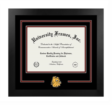 University of Minnesota Duluth College of Liberal Arts Logo Mat Frame in Manhattan Black with Black & Maroon Mats for document: 8 1/2"h x 11"w  
