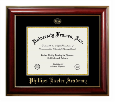 Phillips Exeter Academy Diploma Frame in Classic Mahogany with Gold Trim with Black & Gold Mats for document: 8 1/2"h x 11"w  