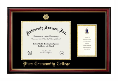 Pima Community College Diploma with Announcement Frame in Petite Mahogany with Gold Trim with Black & Gold Mats for document: 8 1/2"h x 11"w  , diploma: 7"h x 4"w  