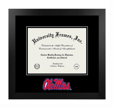 University of Mississippi School of Medicine Logo Mat Frame in Manhattan Black with  Mat for document: 8 1/2"h x 11"w  