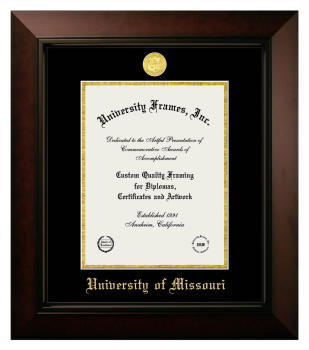 University of Missouri Diploma Frame in Legacy Black Cherry with Black & Gold Mats for  11"h x 8 1/2"w  
