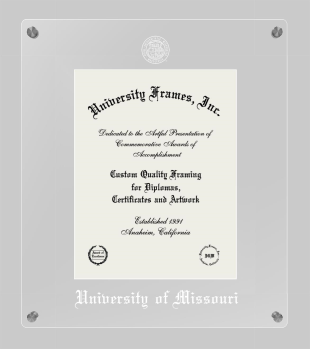 University of Missouri Lucent Clear-over-Clear Frame in Lucent Clear Moulding with Lucent Clear Mat for  11"h x 8 1/2"w  