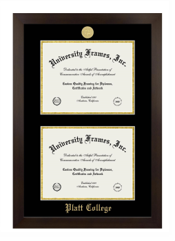 Platt College Double Diploma Frame in Manhattan Espresso with Black & Gold Mats for document: 8 1/2"h x 11"w  , document: 8 1/2"h x 11"w  
