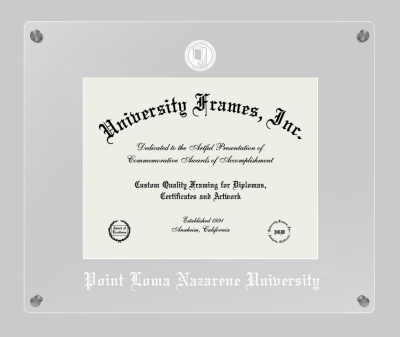 Point Loma Nazarene University Lucent Clear-over-Clear Frame in Lucent Clear Moulding with Lucent Clear Mat for document: 8 1/2"h x 11"w  