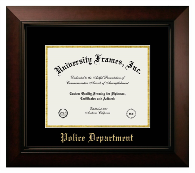 Police Department Diploma Frame in Legacy Black Cherry with Black & Gold Mats for document: 8 1/2"h x 11"w  