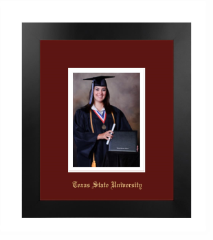 Texas State University 5 x 7 Portrait Frame in Manhattan Black with Maroon & White Mats