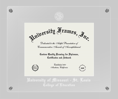 University of Missouri - St. Louis College of Education Lucent Clear-over-Clear Frame in Lucent Clear Moulding with Lucent Clear Mat for document: 8 1/2"h x 11"w  