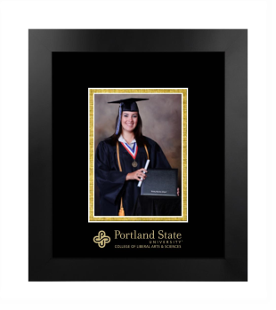 Portland State University College of Liberal Arts & Sciences 5 x 7 Portrait Frame in Manhattan Black with Black & Gold Mats