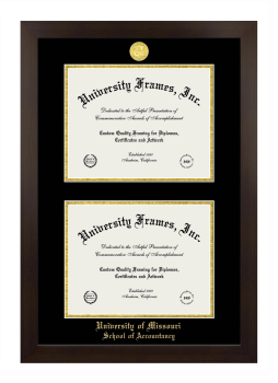 University of Missouri School of Accountancy Double Diploma Frame in Manhattan Espresso with Black & Gold Mats for document: 8 1/2"h x 11"w  , document: 8 1/2"h x 11"w  
