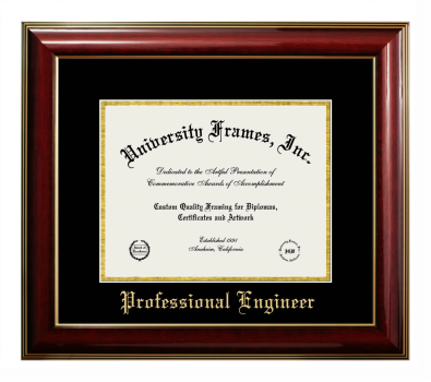 Professional Engineer (Alabama) Diploma Frame in Classic Mahogany with Gold Trim with Black & Gold Mats for document: 8 1/2"h x 11"w  
