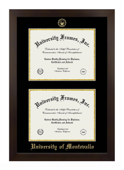 University of Montevallo Double Diploma Frame in Manhattan Espresso with Black & Gold Mats for document: 8 1/2"h x 11"w  , document: 8 1/2"h x 11"w  