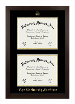 The Dartmouth Institute Double Diploma Frame in Manhattan Espresso with Black & Gold Mats for document: 8 1/2"h x 11"w  , document: 8 1/2"h x 11"w  