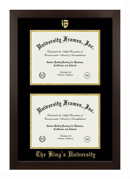 The King's University Double Diploma Frame in Manhattan Espresso with Black & Gold Mats for document: 8 1/2"h x 11"w  , document: 8 1/2"h x 11"w  