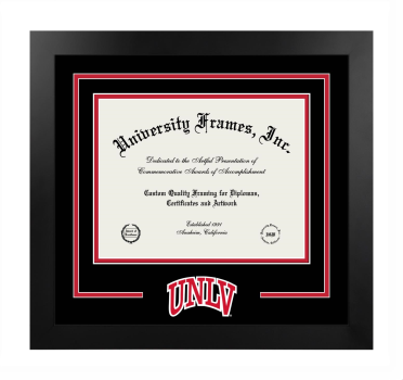 University of Nevada Las Vegas William S. Boyd School of Law Logo Mat Frame in Manhattan Black with Black & Red Mats for document: 8 1/2"h x 11"w  