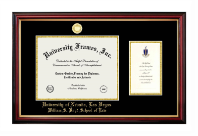 University of Nevada Las Vegas William S. Boyd School of Law Diploma with Announcement Frame in Petite Mahogany with Gold Trim with Black & Gold Mats for document: 8 1/2"h x 11"w  , diploma: 7"h x 4"w  