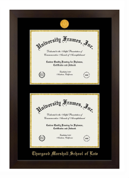 Thurgood Marshall School of Law Double Diploma Frame in Manhattan Espresso with Black & Gold Mats for document: 8 1/2"h x 11"w  , document: 8 1/2"h x 11"w  