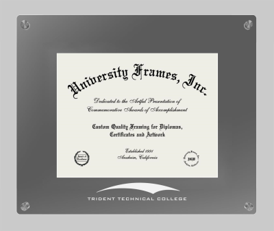 Trident Technical College Lucent Clear-over-Smoke Frame in Lucent Smoke Moulding with Lucent Smoke Mat for document: 8 1/2"h x 11"w  