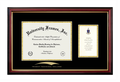 Trident Technical College Diploma with Announcement Frame in Petite Mahogany with Gold Trim with Black & Gold Mats for document: 8 1/2"h x 11"w  , diploma: 7"h x 4"w  
