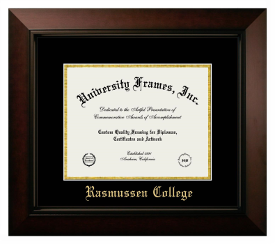 Rasmussen College (St. Cloud) Diploma Frame in Legacy Black Cherry with Black & Gold Mats for document: 8 1/2"h x 11"w  