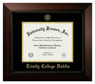 Trinity College Dublin Diploma Frame in Legacy Black Cherry with Black & Gold Mats for document: 8 1/2"h x 11"w  