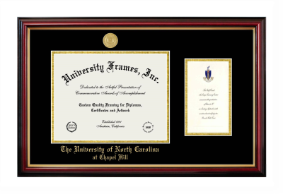 University of North Carolina at Chapel Hill Diploma with Announcement Frame in Petite Mahogany with Gold Trim with Black & Gold Mats for document: 8 1/2"h x 11"w  , diploma: 7"h x 4"w  