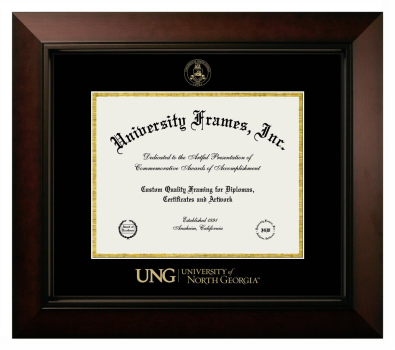 University of North Georgia Diploma Frame in Legacy Black Cherry with Black & Gold Mats for document: 8 1/2"h x 11"w  