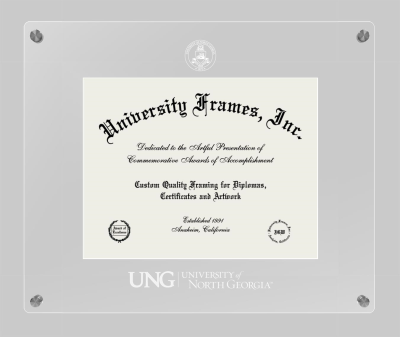 University of North Georgia Lucent Clear-over-Clear Frame in Lucent Clear Moulding with Lucent Clear Mat for document: 8 1/2"h x 11"w  