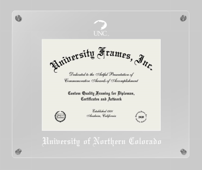 University of Northern Colorado Lucent Clear-over-Clear Frame in Lucent Clear Moulding with Lucent Clear Mat for document: 8 1/2"h x 11"w  