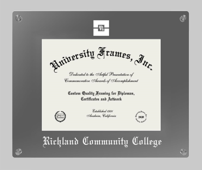 Richland Community College Lucent Clear-over-Smoke Frame in Lucent Smoke Moulding with Lucent Smoke Mat for document: 8 1/2"h x 11"w  