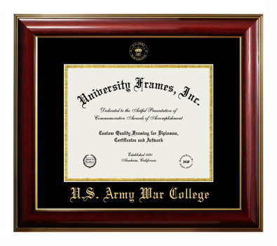 U.S. Army War College Diploma Frame in Classic Mahogany with Gold Trim with Black & Gold Mats for document: 8 1/2"h x 11"w  