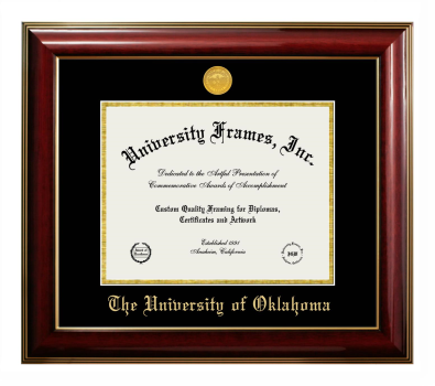 University of Oklahoma Diploma Frame in Classic Mahogany with Gold Trim with Black & Gold Mats for document: 8 1/2"h x 11"w  