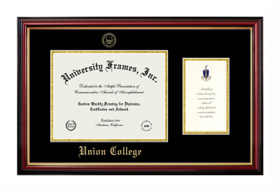Union College (Kentucky) Diploma with Announcement Frame in Petite Mahogany with Gold Trim with Black & Gold Mats for document: 8 1/2"h x 11"w  , diploma: 7"h x 4"w  