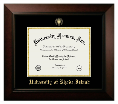 University of Rhode Island Diploma Frame in Legacy Black Cherry with Black & Gold Mats for document: 8 1/2"h x 11"w  