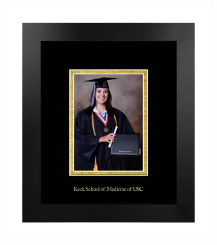 University of Southern California Keck School of Medicine 5 x 7 Portrait Frame in Manhattan Black with Black & Gold Mats